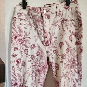DL1961 Women's Skinny Jeans in Floral Red and White